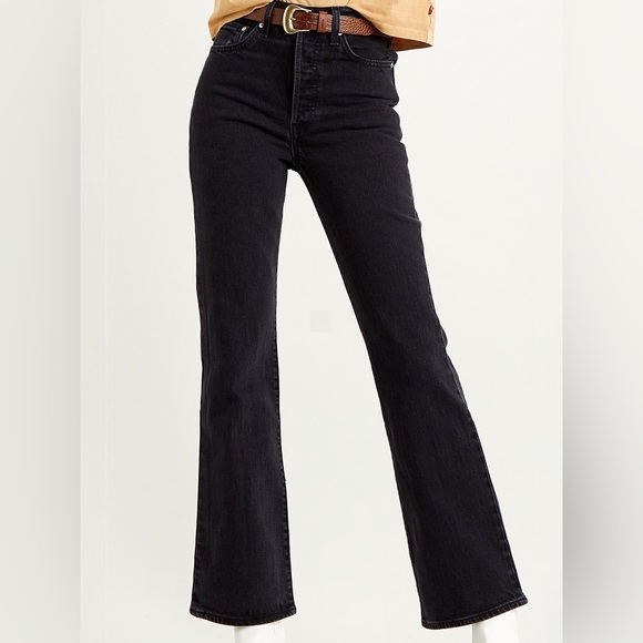 Levi’s Original Ribcage Bootcut Jeans - W 26 / L 31 - Black Lake (Washed Black) - Picture 6 of 10